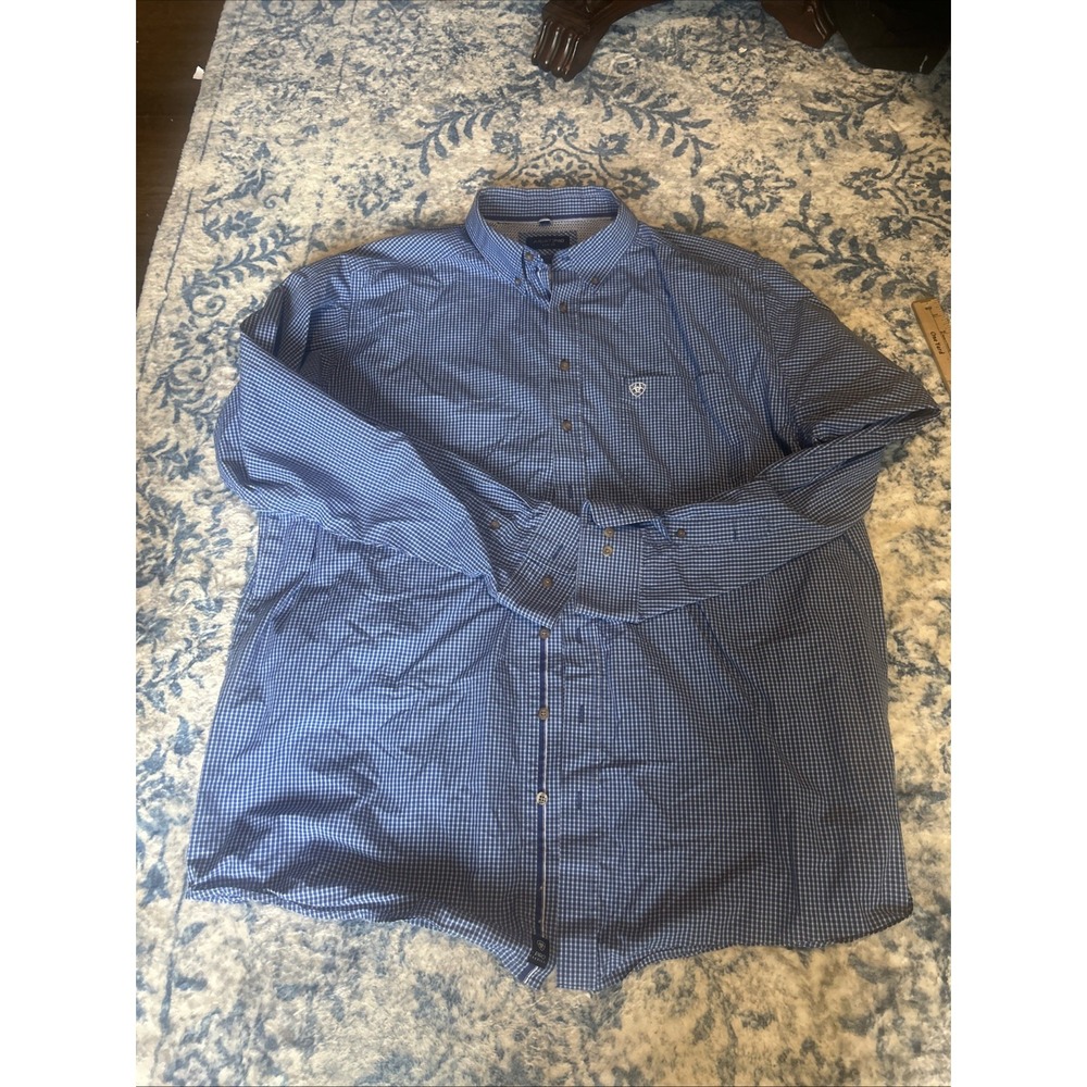 ARIAT PRO SERIES Long SLEEVE SPORT SHIRT BLUE MENS 2XL XXLT Rodeo Cowboy